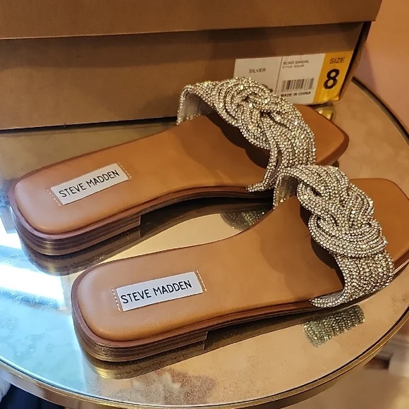 Steve Madden Women's Bling Silver Sandals - Picture 4 of 5